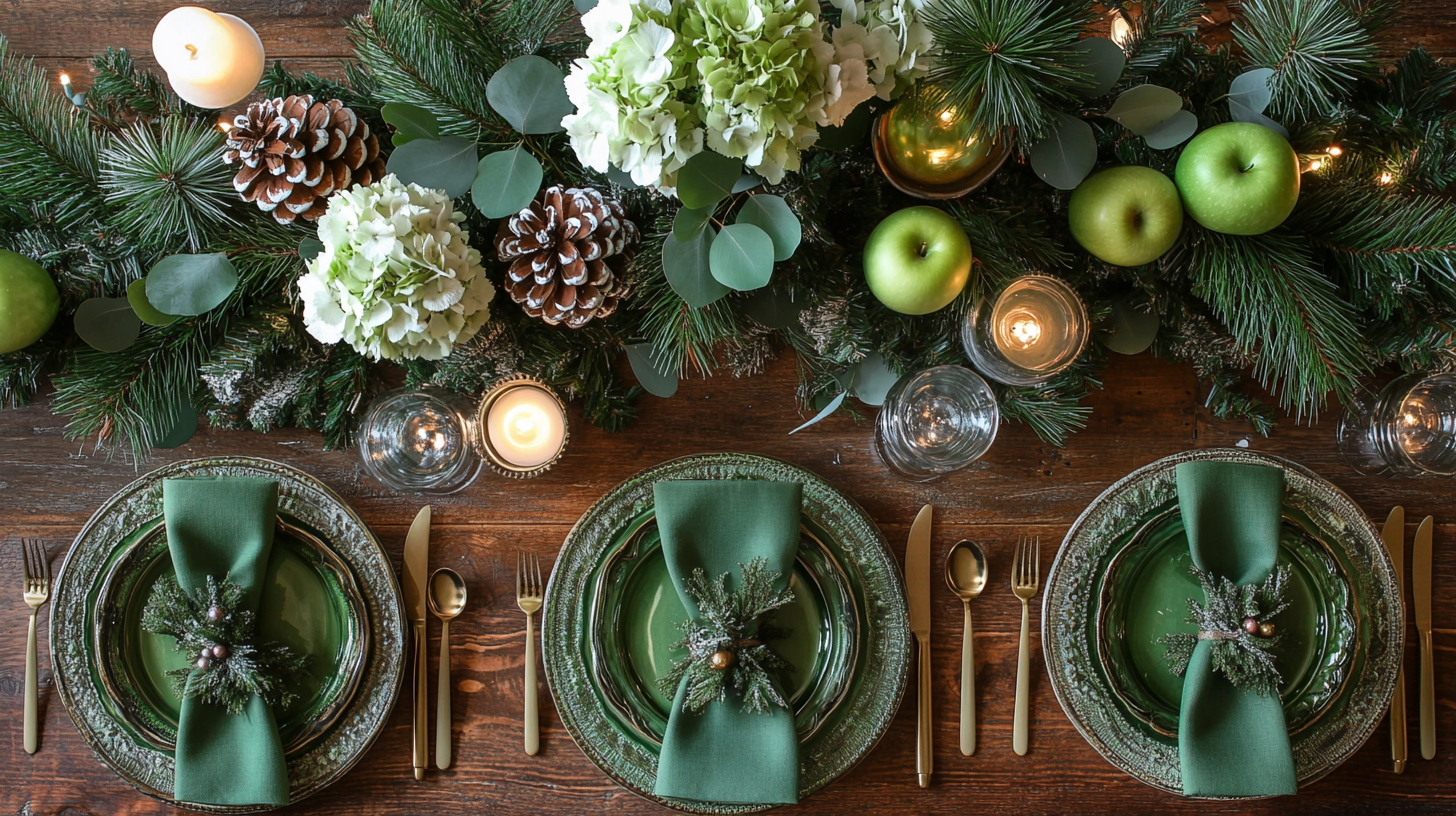 0_0 Mesa Posta Natal Verde: Elegância e Natureza na Decoração