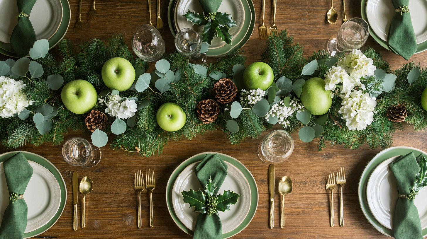 0_1 Mesa Posta Natal Verde: Elegância e Natureza na Decoração