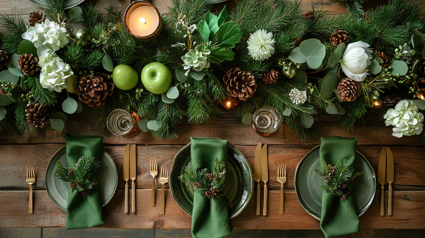 0_3 Mesa Posta Natal Verde: Elegância e Natureza na Decoração