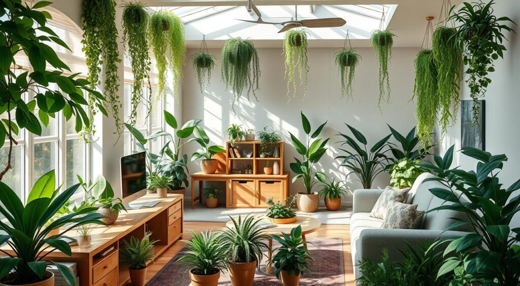 decoracao-com-plantas-1024x563 Ideias para Integrar Sala com Escritório em Casa