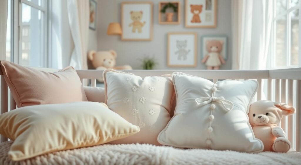 almofadas-quarto-de-bebe-1024x563 Ideias Criativas para Decorar Quarto de Bebê