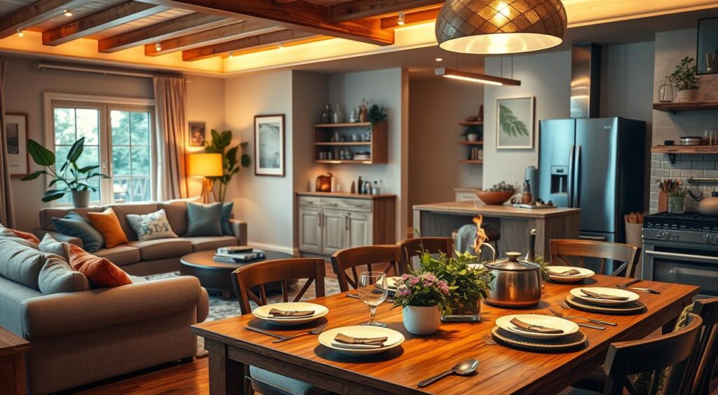 atmosfera-aconchegante-1024x563 10 Dicas de Como Decorar Casa com Sala e Cozinha Integrada