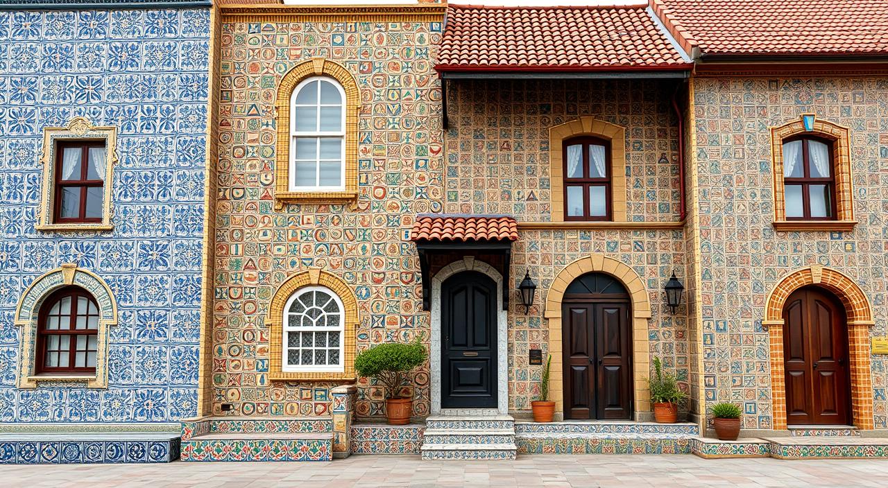 frente de casas com cerâmica