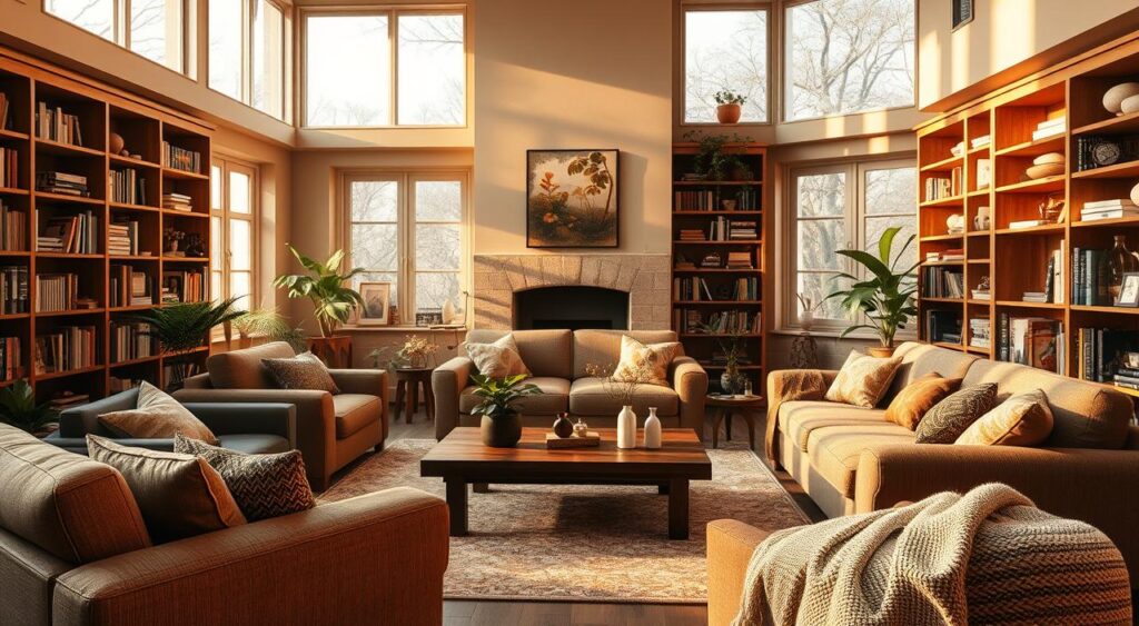 A-cozy-and-inviting-living-room-with-warm-natural-lighting-filtering-through-large-windows-1024x563 Blog Casa e Jardim na Ventrameli Decor com Dicas Incríveis