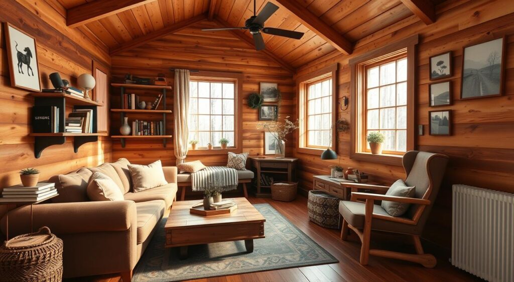 A-cozy-ultrarealistic-interior-of-a-small-wooden-cabin-bathed-in-warm-natural-lighting-that--1024x563 Casas de Madeira Pequenas e Lindas por Dentro