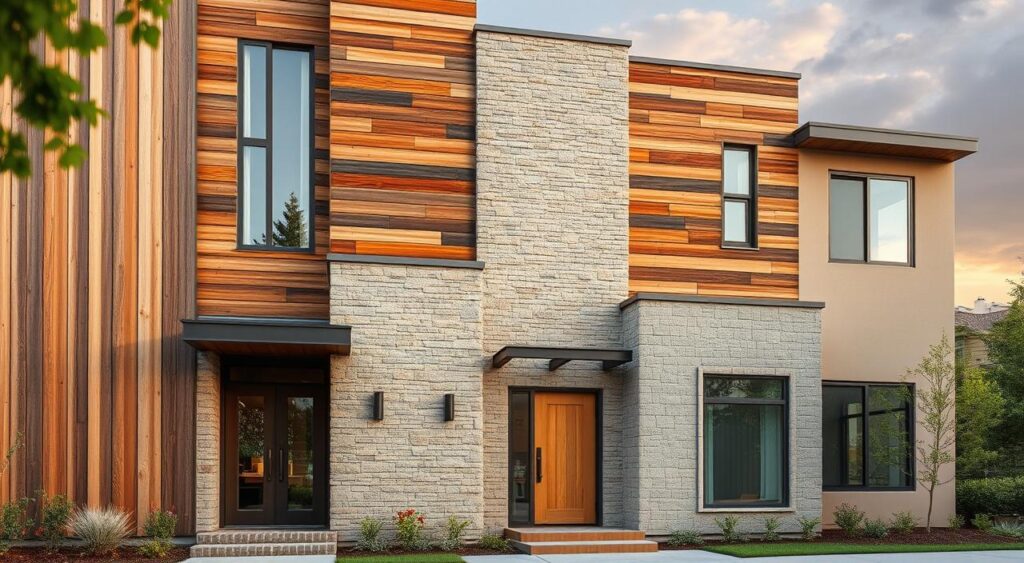 A-varied-facade-showcasing-an-array-of-distinct-materials-crafted-with-meticulous-attention-to-1024x563 Casas Decoradas por Fora: Veja Como Valorizar Sua Fachada
