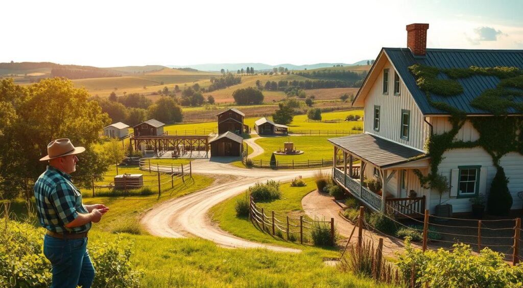 A-well-maintained-rural-property-bathed-in-warm-sunlight-and-surrounded-by-lush-greenery.-In-1024x563 Casas no Campo: Mistura de Refúgio e Bom Investimento