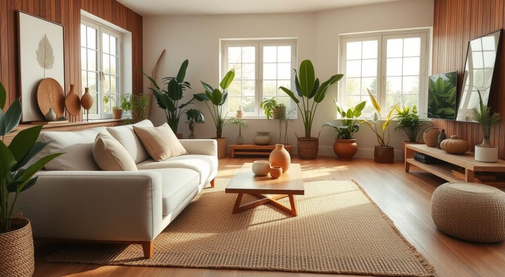 Sustainable-materials-in-interior-decoration-a-beautifully-curated-scene-showcasing-an-elegant-1024x563 Blog Casa e Jardim na Ventrameli Decor com Dicas Incríveis