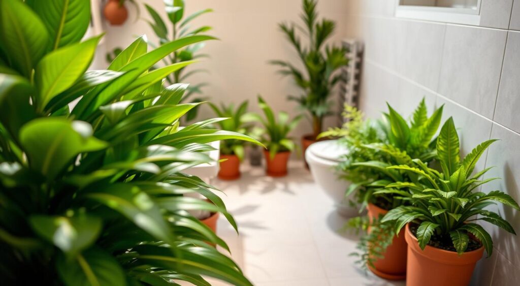 plantas-artificiais-para-banheiro-pequeno-1024x563 Decoração de Banheiro com Plantas Artificiais