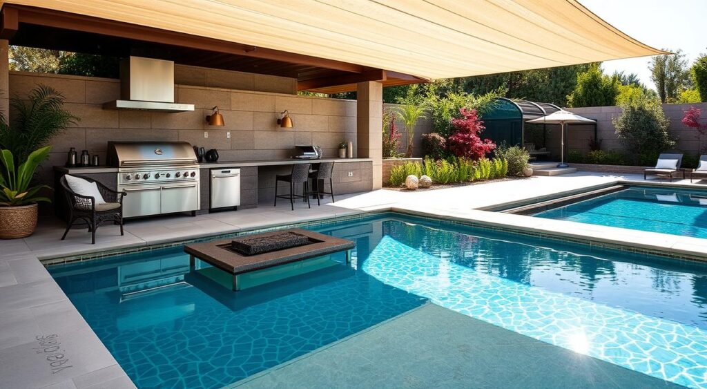 Area-gourmet-integrada-com-piscina-e-conforto-1024x563 Área Gourmet com Piscina: Veja os Projetos Que Viralizaram