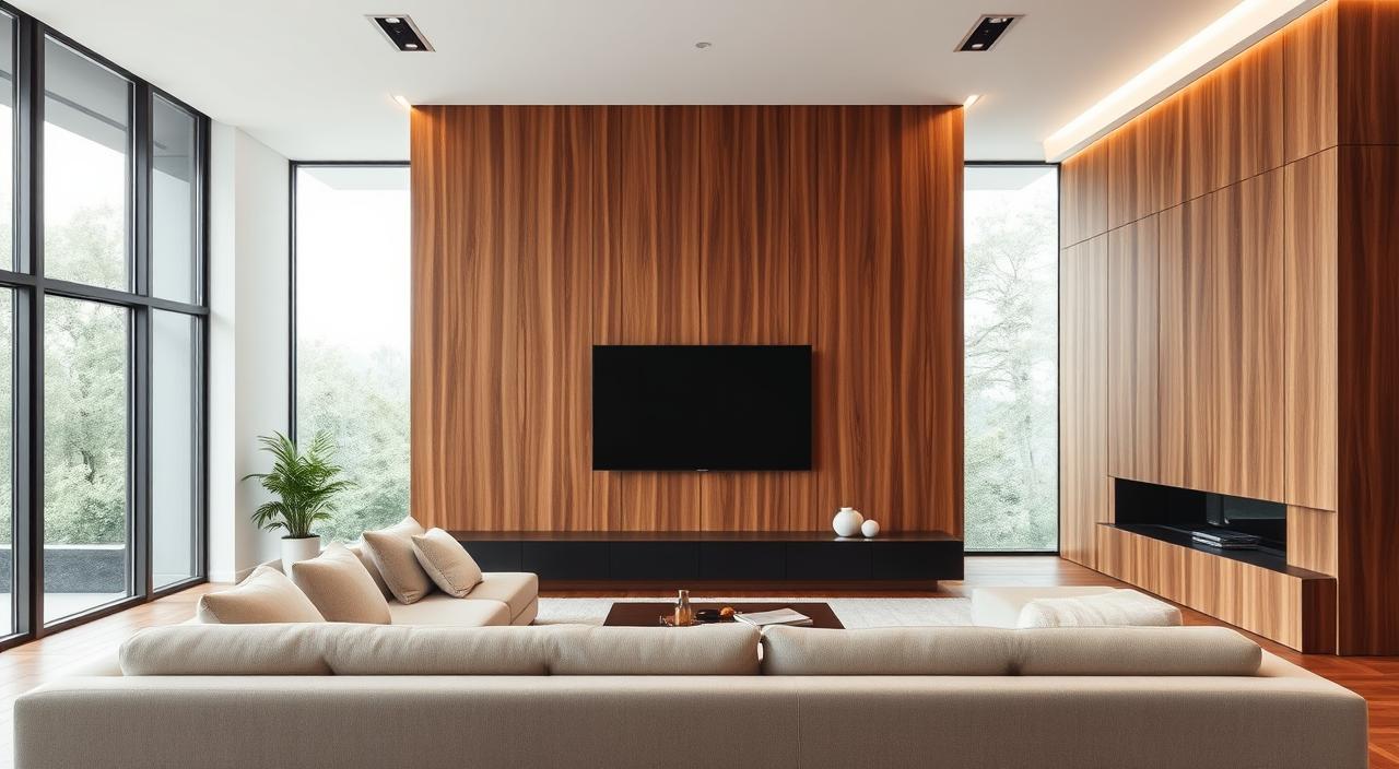 Painel ripado na sala