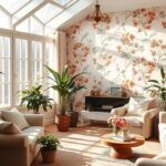 ambientes papel de parede floral
