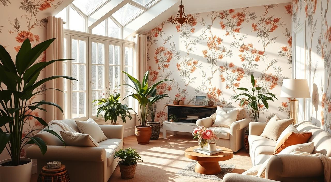 ambientes papel de parede floral