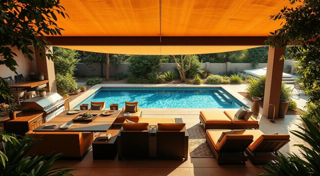 area-gourmet-com-piscina-2-1024x563 Área Gourmet com Quarto e Banheiro: 30 Fotos Incríveis
