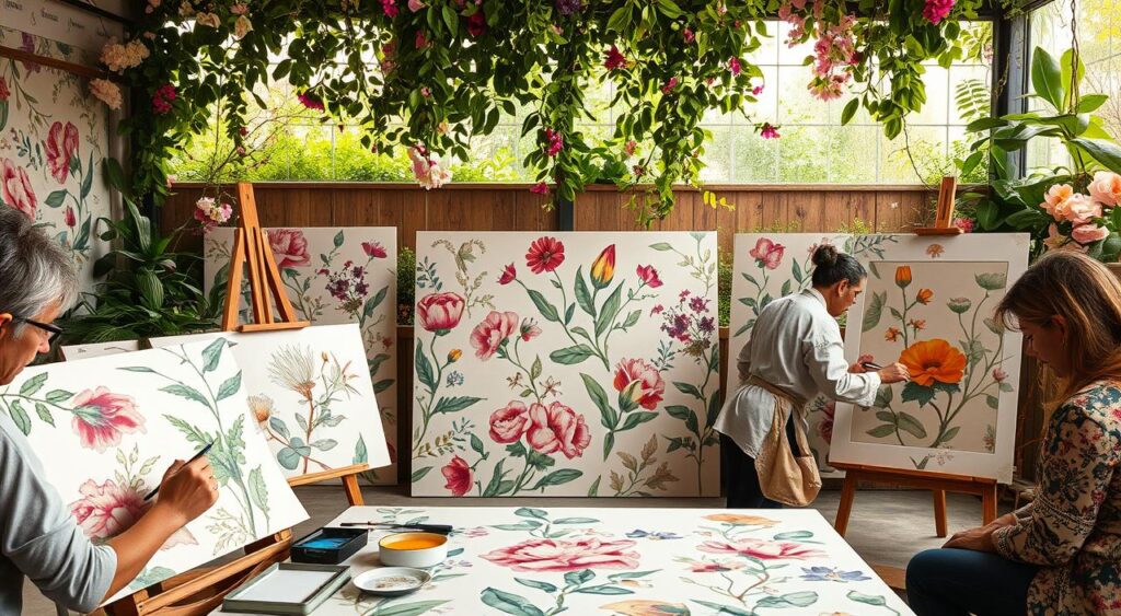 artistas-papel-de-parede-floral-1024x563 Papel de parede floral: uma tendência que vai te surpreender