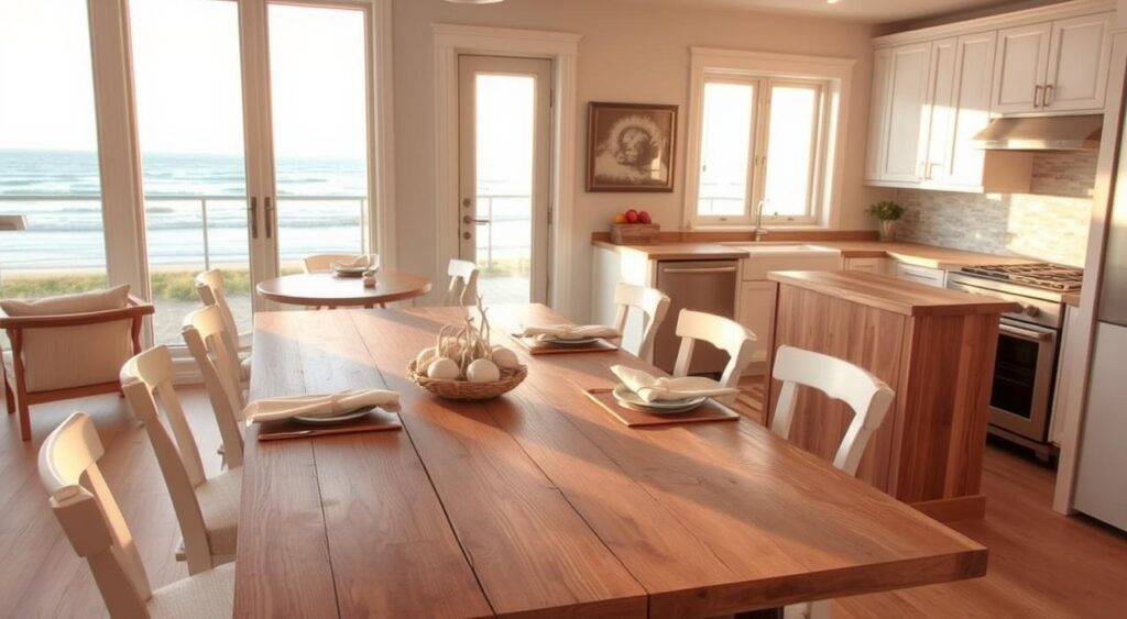 cozinha-e-mesa-de-jantar-decoradas-1024x563 Casa de Praia Como Decorar: 10 Ideias Que Trazem Leveza