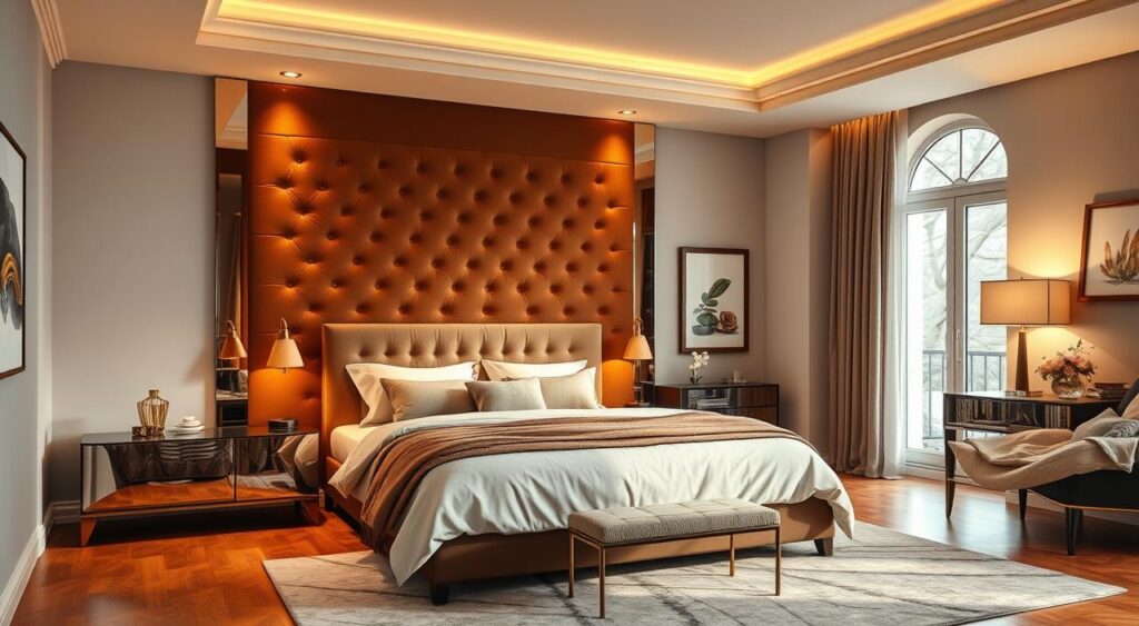 decoracao-de-quartos-com-cabeceiras-estofadas-1024x563 Cabeceira Estofada na cama deixou o quarto dela super lindo