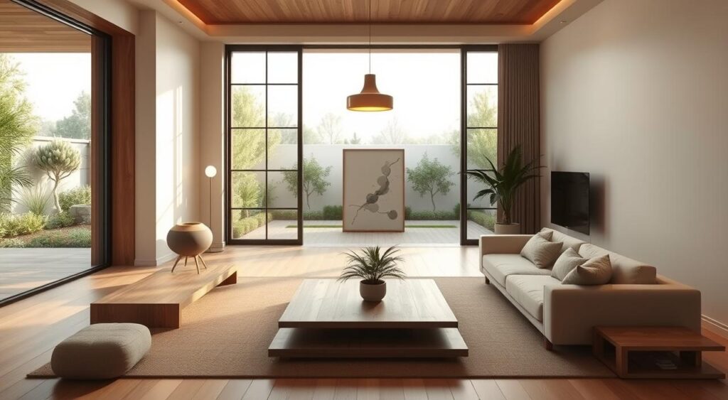 decoracao-sala-de-estar-estilo-Japandi-com-elementos-naturais-1024x563 Estilo Japandi: 10 Maneiras de Usar Essa Tendência Que Encanta