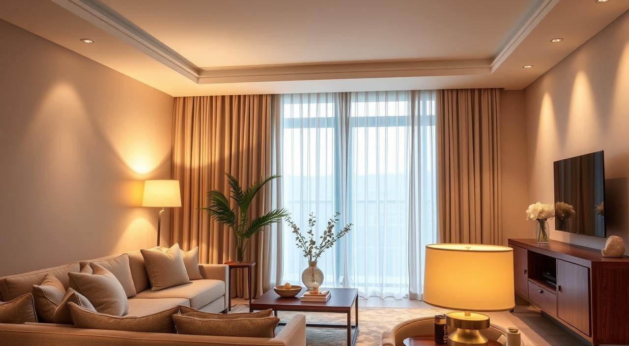 iluminação em decoração neutra