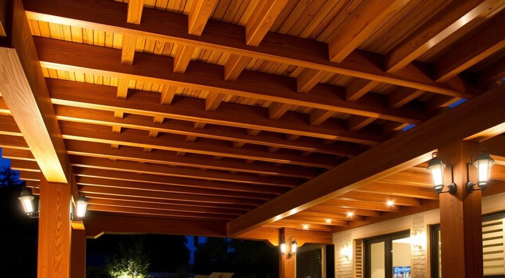 iluminacao-para-pergolado-1024x563 Pergolado de Madeira para Área Gourmet Elegante | Fotos Lindas