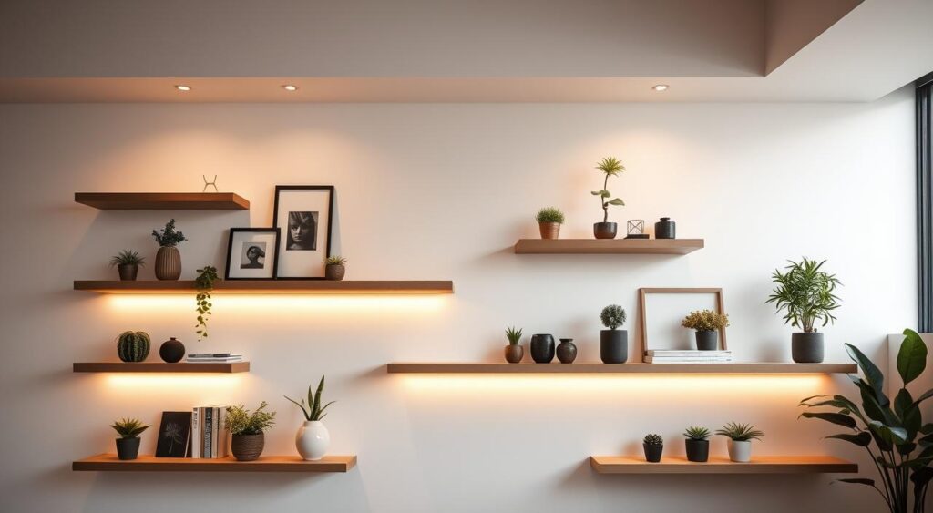 iluminacao-prateleiras-flutuantes-1024x563 Prateleiras flutuantes: Os 3 modelos mais escolhidos são lindos!