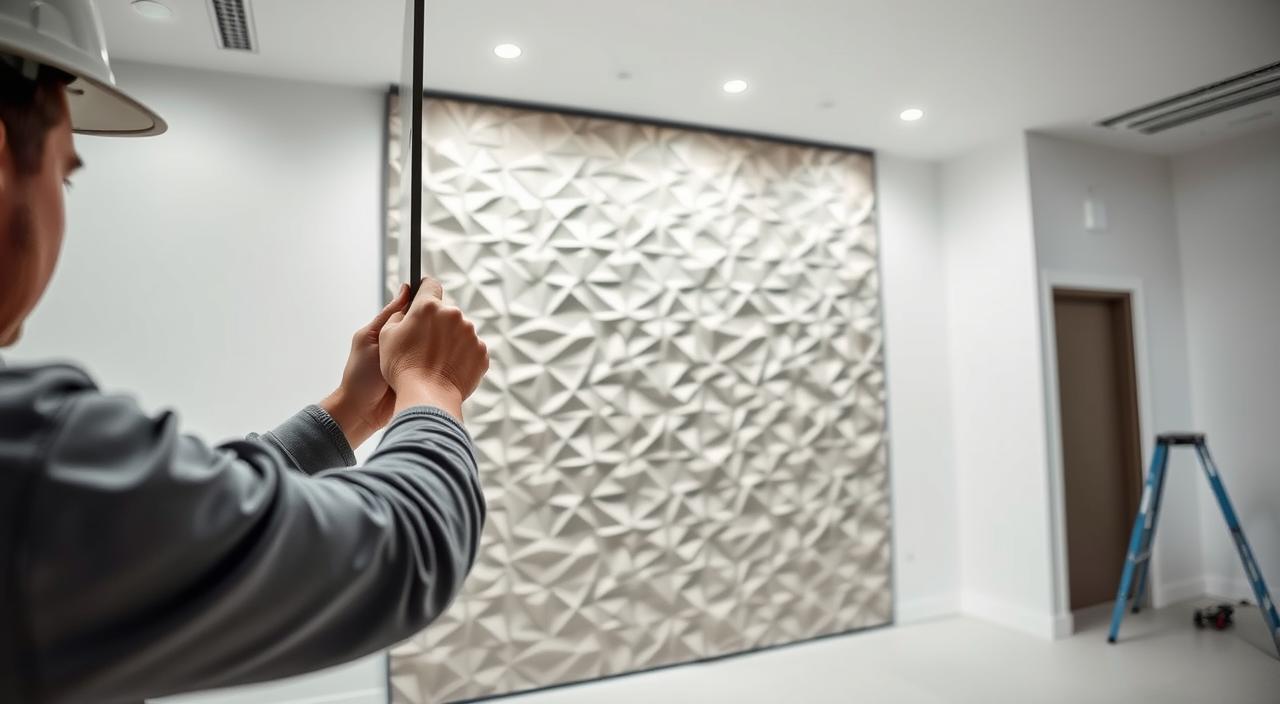 instalação do revestimento de parede 3D