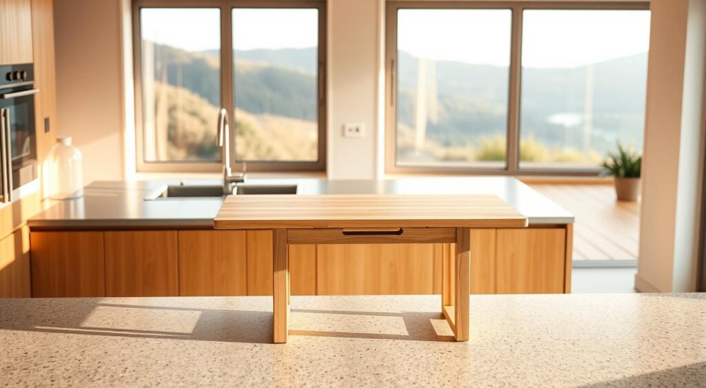 mesa-de-balcao-na-cozinha-1024x563 Mesa Dobrável para Cozinha é tão prática que ficamos surpresos!