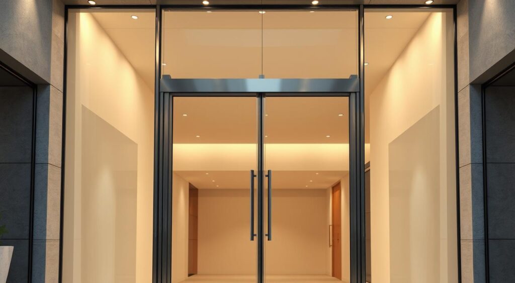 porta-pivotante-de-vidro-1024x563 Porta de Vidro para Fachada Residenciais e Comerciais
