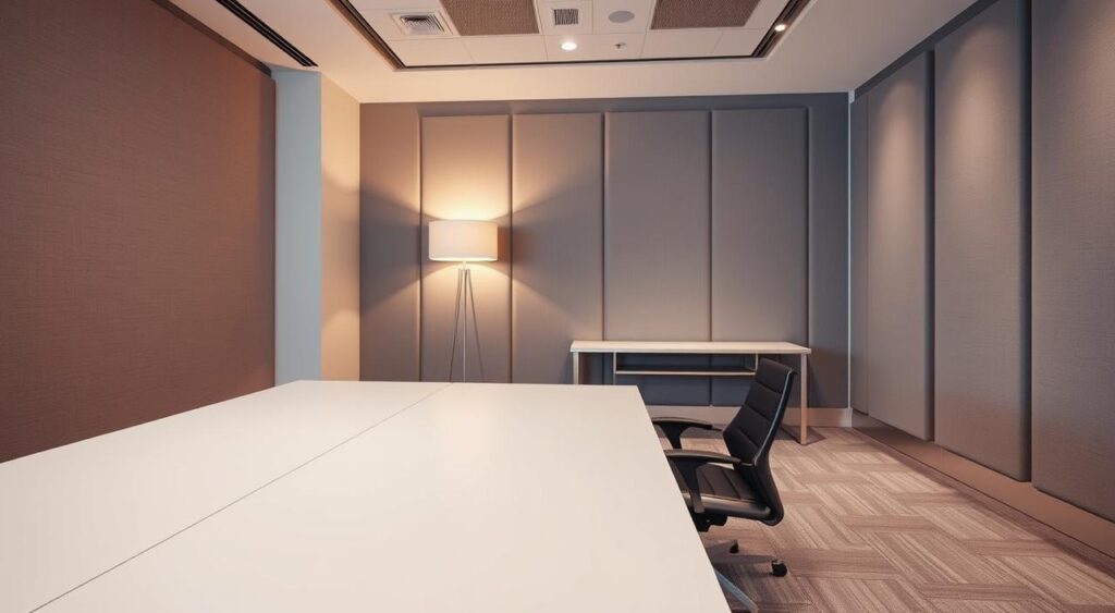 acustica-no-escritorio-1024x563 Decoração e Dicas para Sala de Escritório Ideal