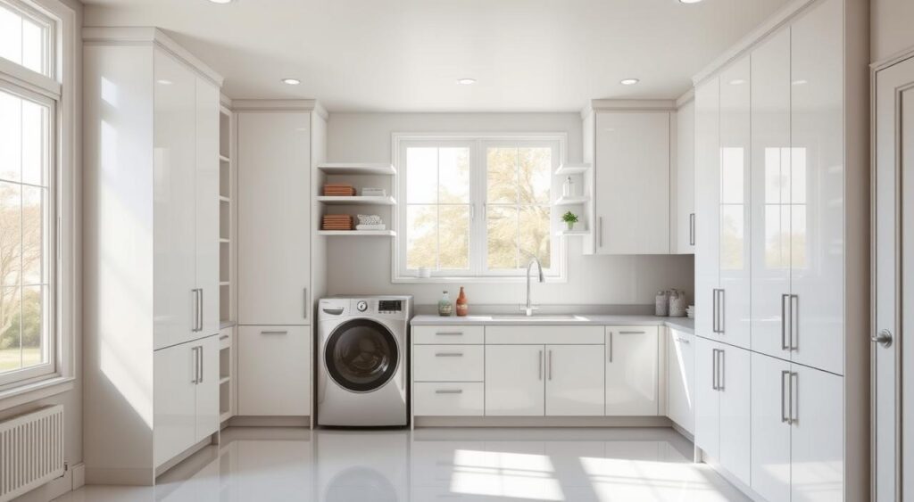 armarios-funcionais-na-area-de-servico-1024x563 Como Organizar Áreas de Serviços pra fazer tudo mais rápido?