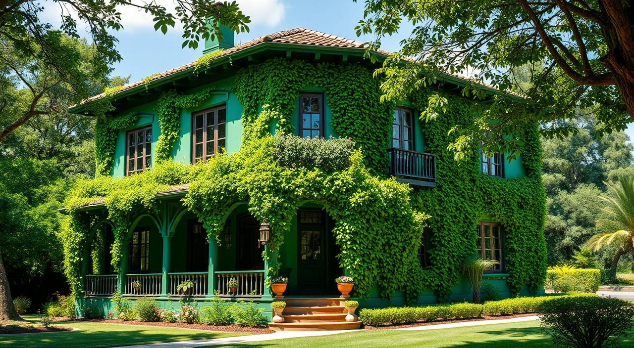 casa com fachada verde