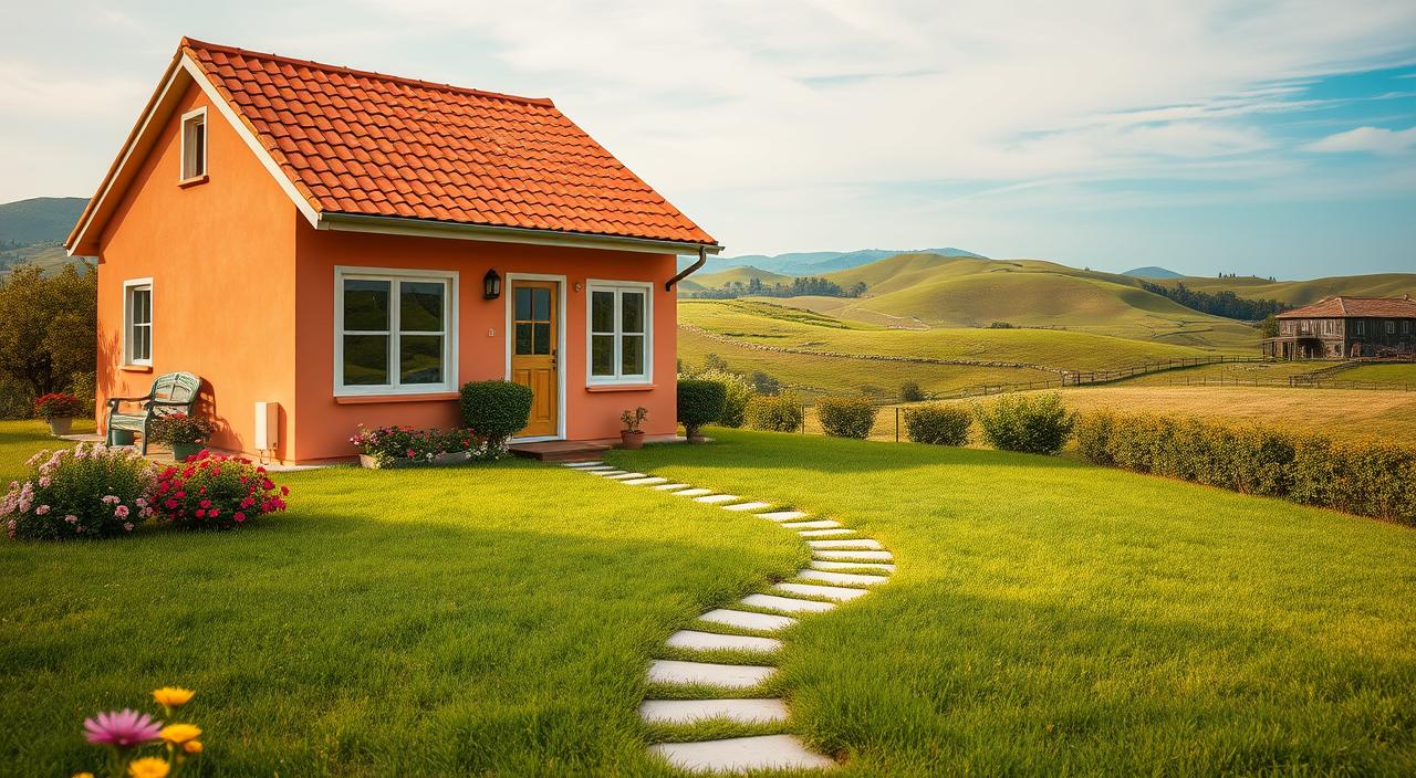 casa simples com cores vibrantes