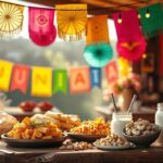 combinações de decoração com bandeirolas decorativas juninas