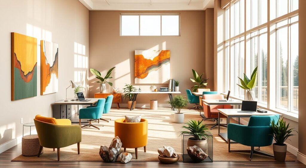 cores-para-escritorio-1024x563 Decoração e Dicas para Sala de Escritório Ideal