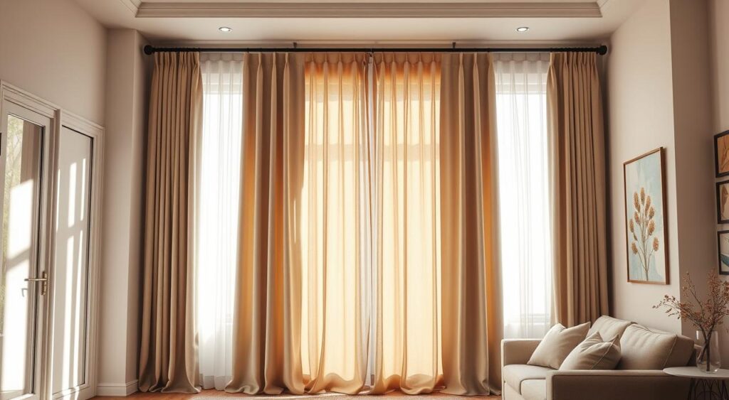 cortinas-neutras-elegantes-1024x563 Melhor Cor de Cortina para Sala: Escolha Ideal
