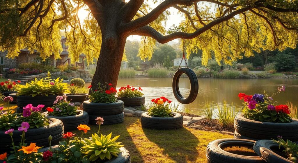 decoracao-criativa-com-pneus-reutilizados-1024x563 Jardinagem com Pneu: Dicas Criativas e Sustentáveis