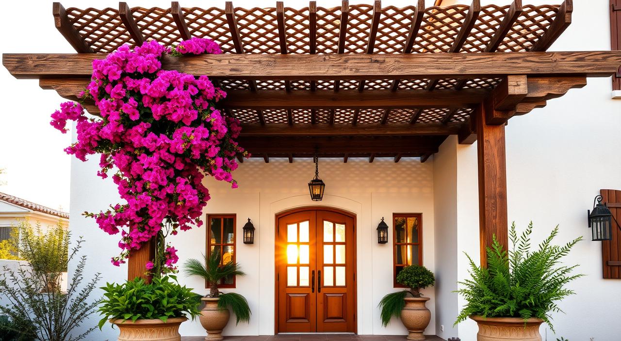 decoração de fachadas com pergolado