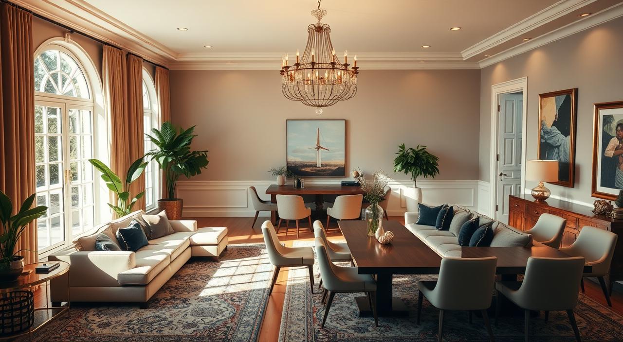 decoração de interiores para sala de estar e jantar