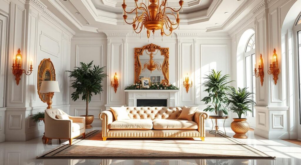 decoracao-de-sala-branco-e-dourado-1024x563 Decoração de Sala Branco e Dourado é a Tendência pra Você