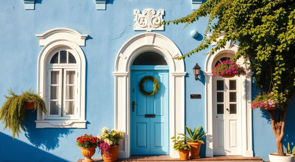 decoracao-fachada-azul-e-branco-1024x563 Fachada Azul e Branco: Como Usar a Dupla Perfeita na Sua Casa