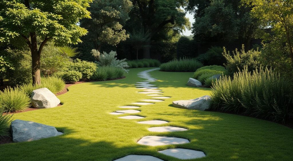 design-inovador-de-jardim-1024x563 Jardim pequeno com grama e pedras que ficará lindo na sua casa