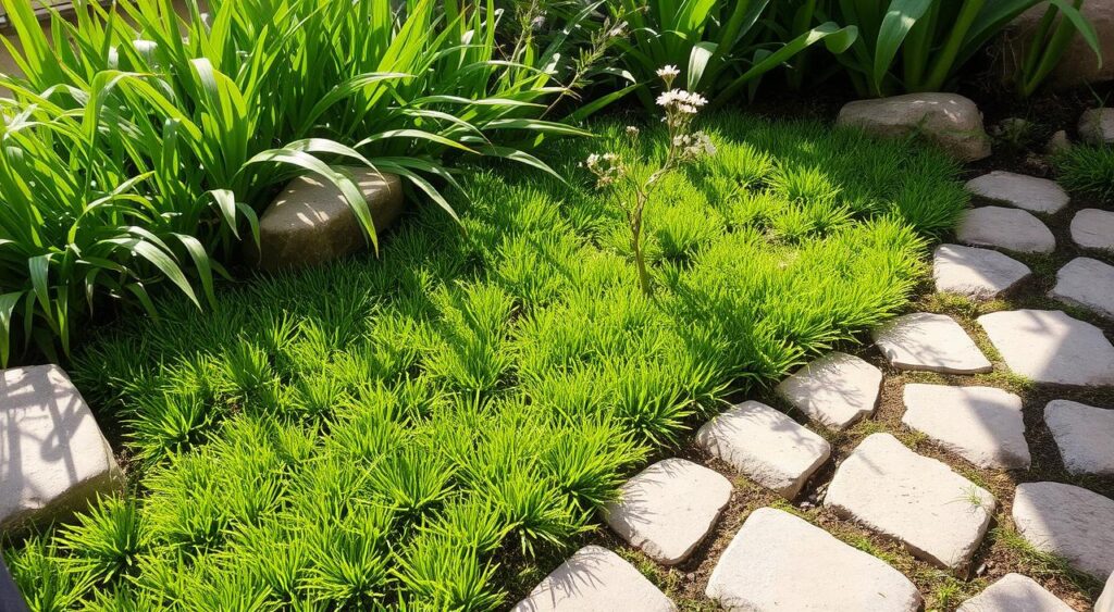 dicas-para-montar-jardim-pequeno-1024x563 Jardim pequeno com grama e pedras que ficará lindo na sua casa