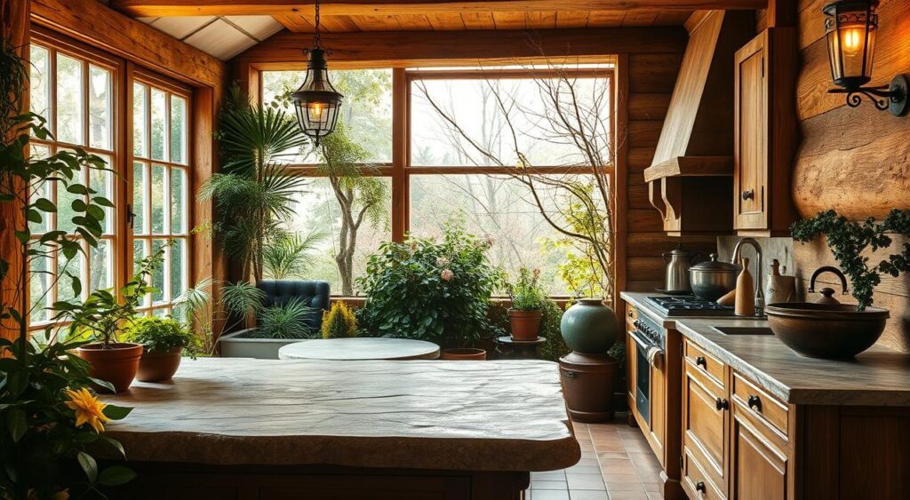 estilo-rustico-em-decoracao-de-cozinha-com-jardim-de-inverno-1024x563 Cozinhas com Jardim de Inverno podem trazer uma vida ao ambiente