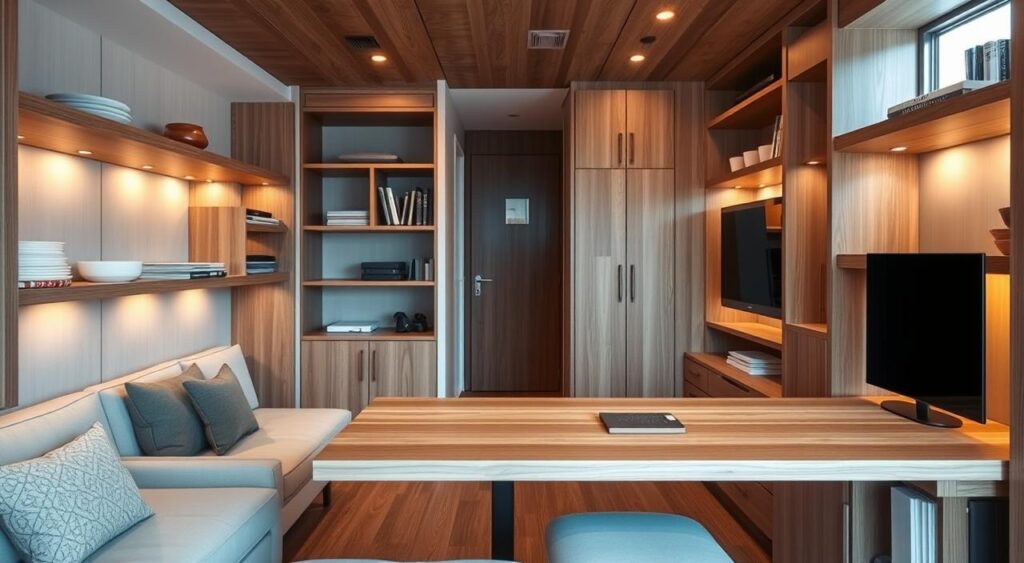 estrategias-de-armazenamento-1024x563 Interiores de Casas Pequenas e Simples: 10 Dicas para decoração