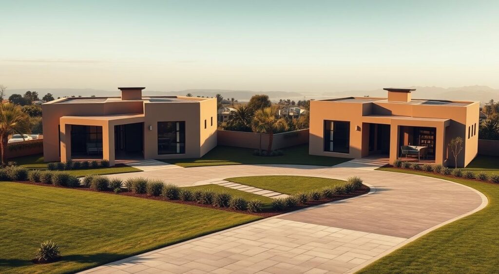 fachadas-de-casas-em-formato-de-l-1024x563 Fachada de Casa em L: Como Aproveitar o Terreno com Elegância