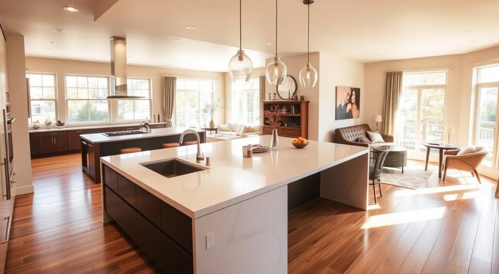 funcao-da-ilha-na-cozinha-com-sala-1024x563 Cozinha Aberta com Sala: 10 Dicas pra Integração e Estilo