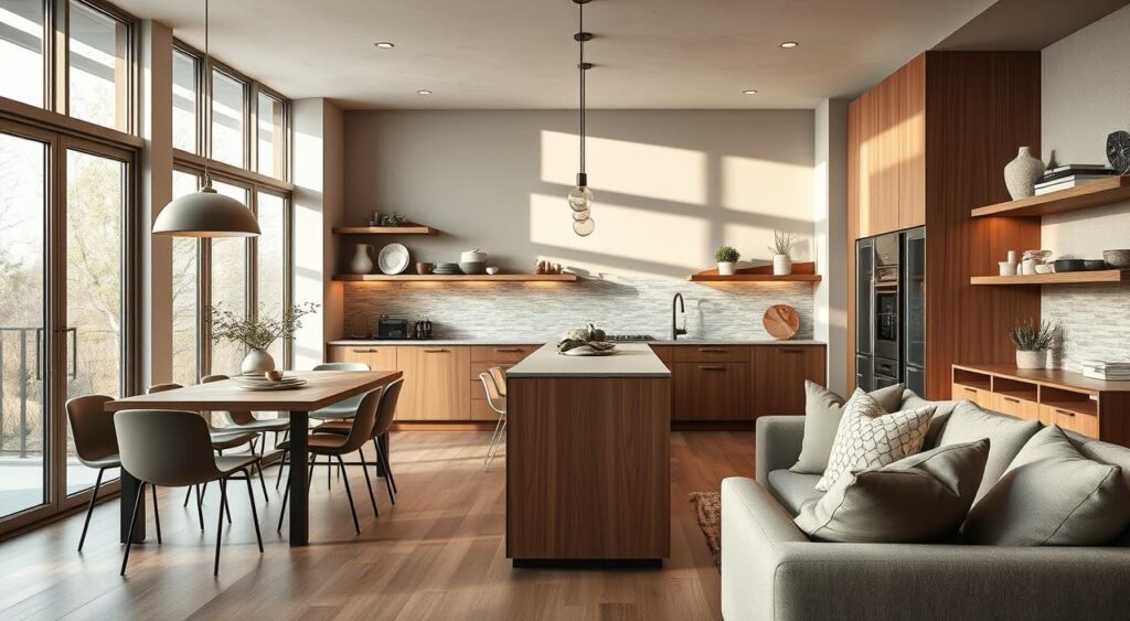 funcionalidade-e-estilo-na-cozinha-conjugada-com-sala-1024x563 Cozinha Conjugada com Sala: 9 Dicas pra decorar corretamente