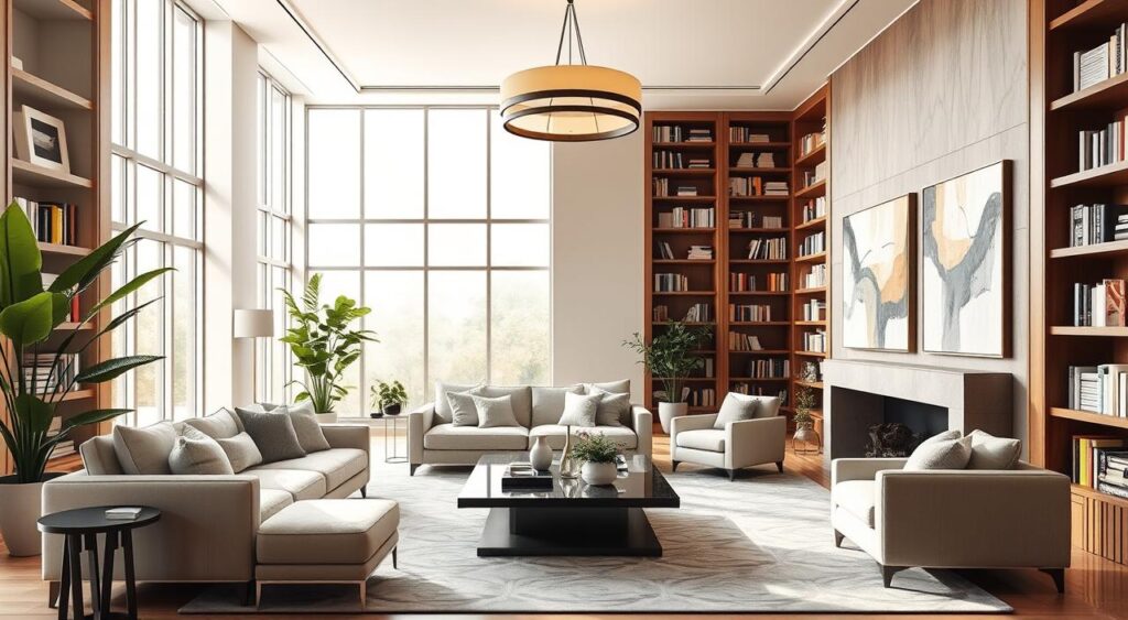 ideias-criativas-para-decoracao-estilosa-de-sala-grande-1024x563 Inspire-se com 20 Fotos de Sala Grande Decorada sem gastar muito