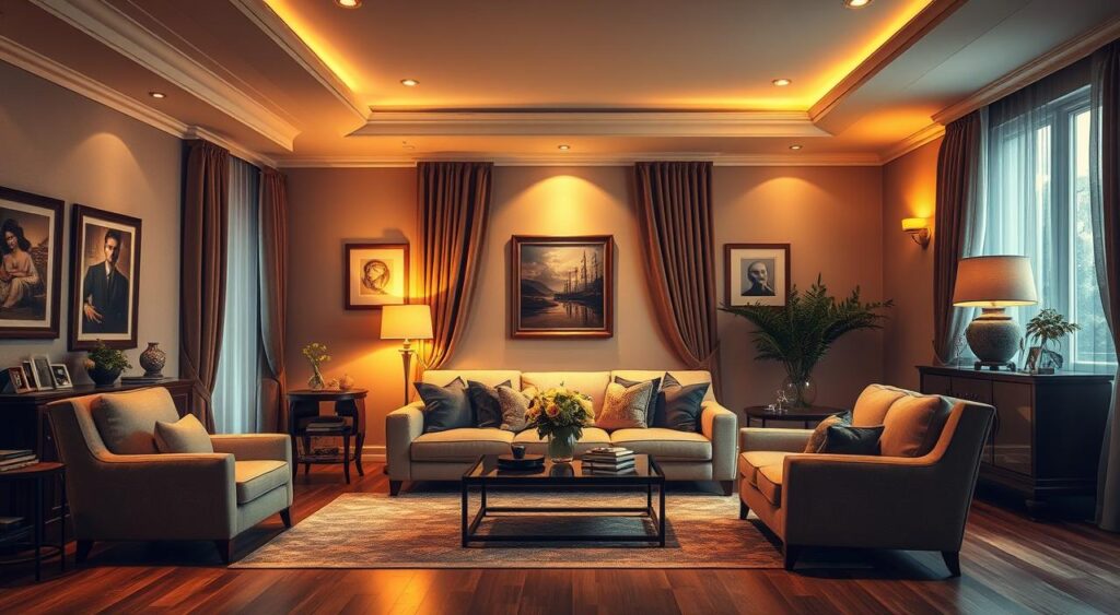 iluminacao-sala-decorada-1024x563 10 Ideias de Sala de Estar que vão te encantar pela elegância