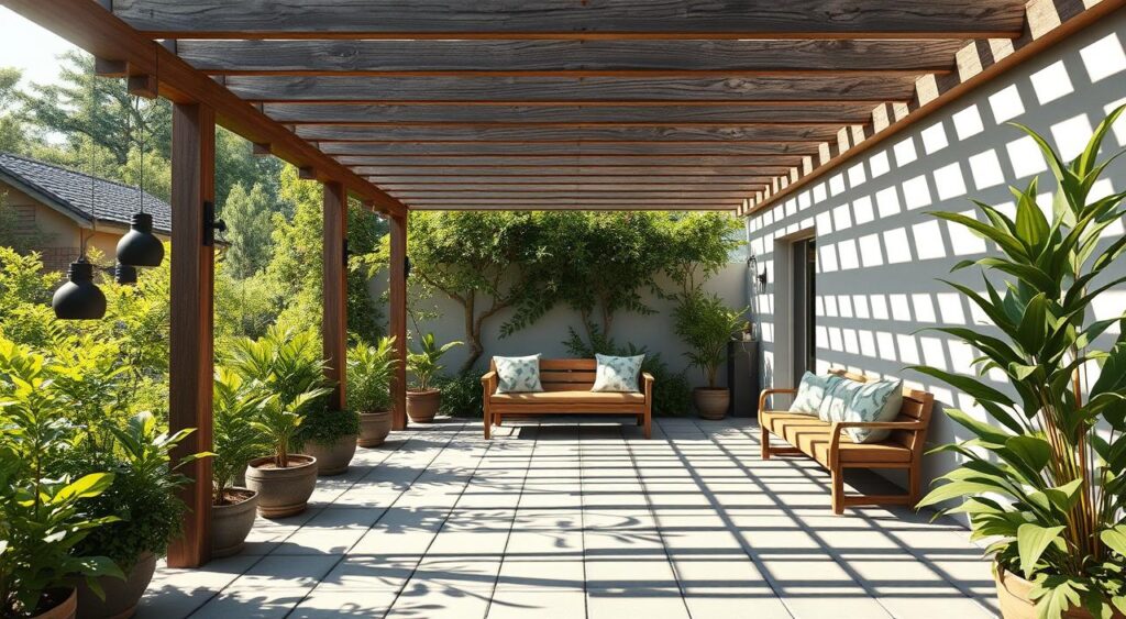 integracao-de-espacos-externos-1024x563 Jardim com Pergolado Simples: Ideias Baratas e Lindas